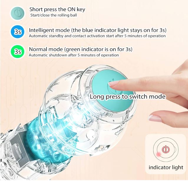 petWoOw KineticGlow™ Pet Ball | Smart Rechargeable LED Toy for Cats & Dogs