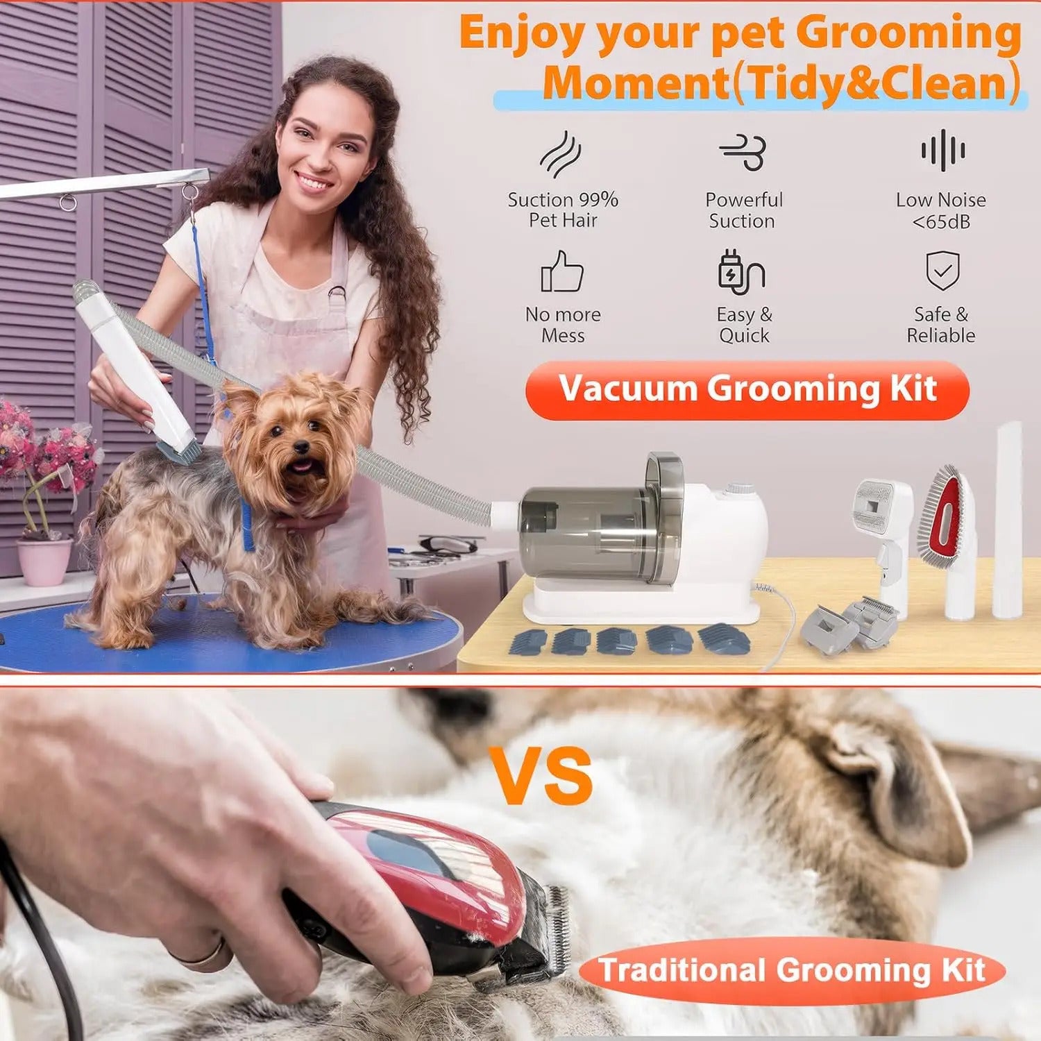 PetWoOw GroomiLux™ 6 - in - 1 Smart Pet Grooming & Vacuum Set | The Ultimate No - Mess Solution for Pet Shedding - PetWooW