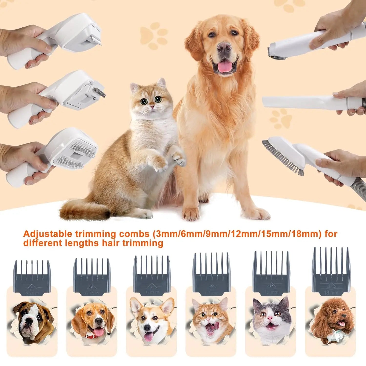 PetWoOw GroomiLux™ 6 - in - 1 Smart Pet Grooming & Vacuum Set | The Ultimate No - Mess Solution for Pet Shedding - PetWooW